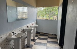 Feb 2026 - enews story 3 - Nigeria - Impoverished Community in Nigeria Rejoices Clean Water - water, bathroom, clean water, wash basin, sink, restrooms, blue, tile, mirror, window, stalls