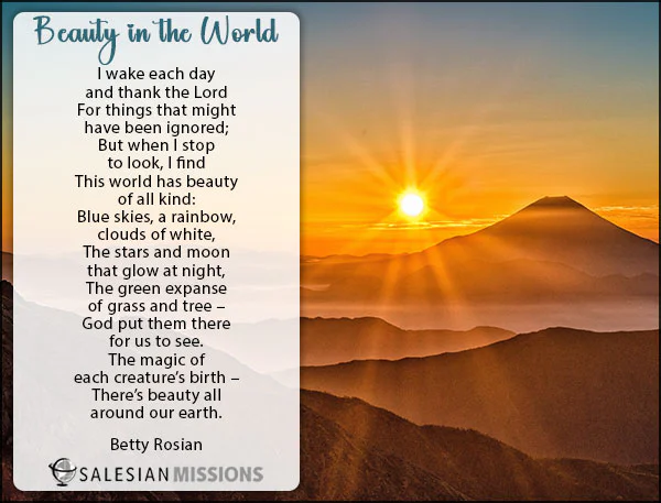 August 2026 enews inspiration poem - Beauty in the World